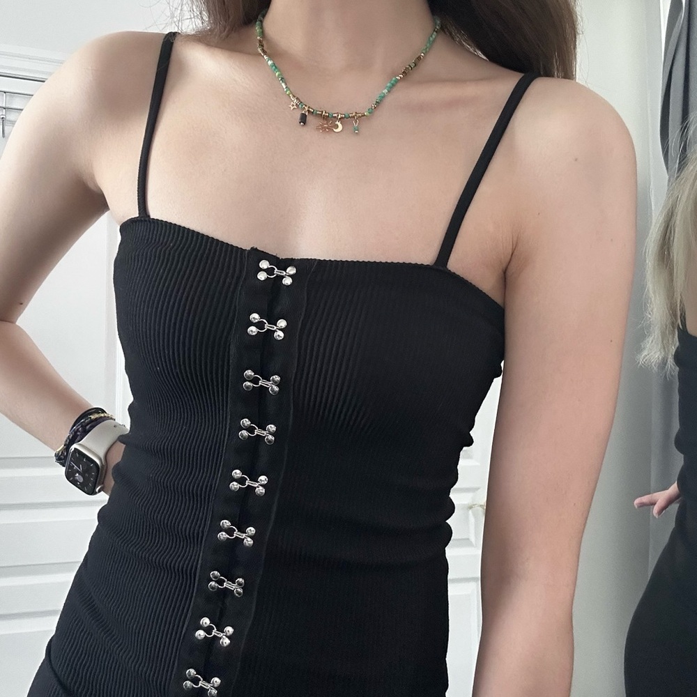 Black Strappy Bodycon Dress – XS/S – Stretchy & Layerable